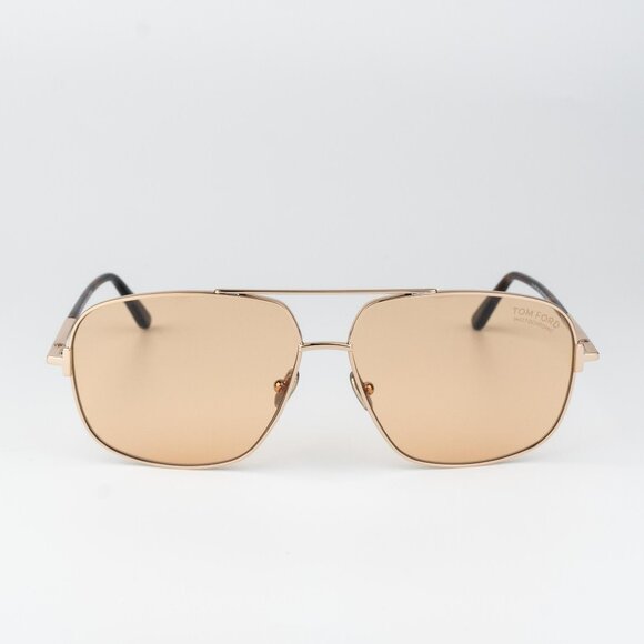 Tom Ford TEX Men Sunglasses Rose Gold Brown Photochromic Aviator FT1096 28E - Picture 1 of 11